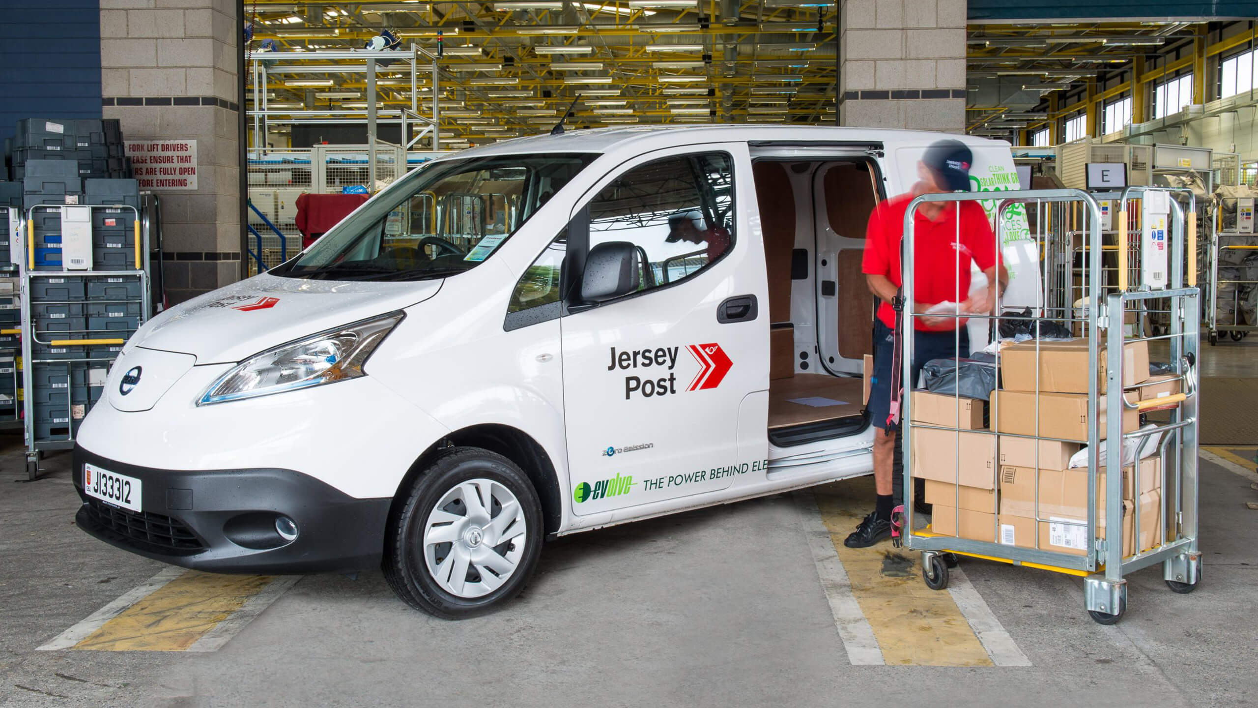 Jersey Post van being loaded ready for deliveries